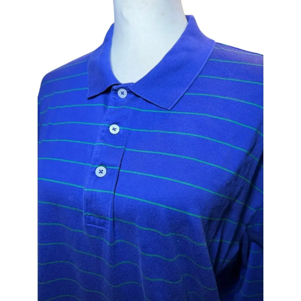 Polo Golf Ralph Lauren Blue Green Striped Polo Shirt, Golf Casual, Men's XL